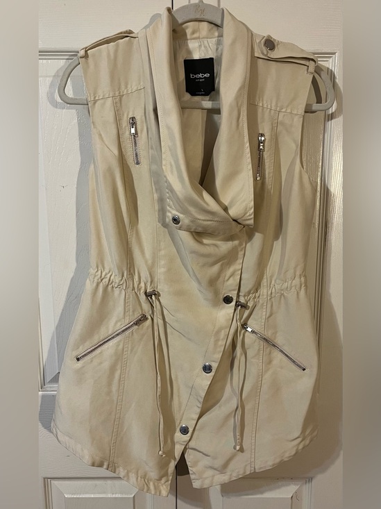 bebe Jackets & Blazers - Bebe Moto Drawstring Vest Cream Size Small